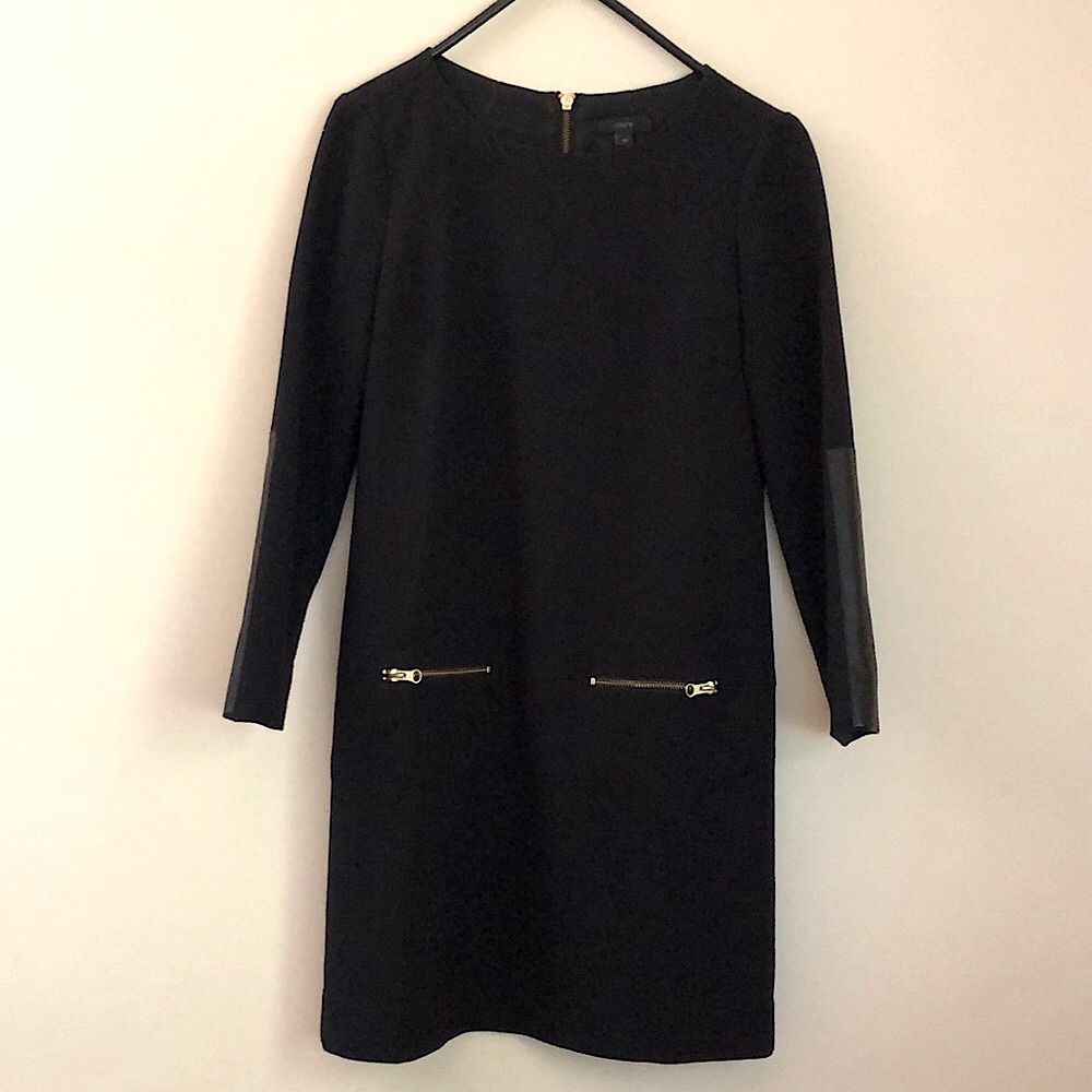 J.Crew Faux Leather Zipper Shift Dress